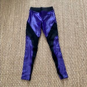 KORAL purple and black leggings with side mesh